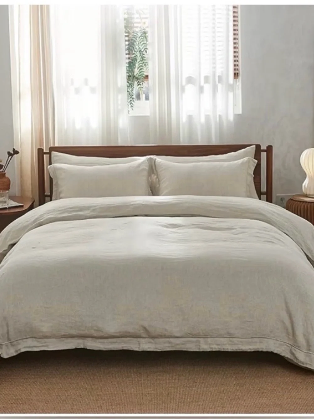 WASHED BELGIAN TEXTURED LINEN DUVET COVER AND 2 STANDARD SHAMS